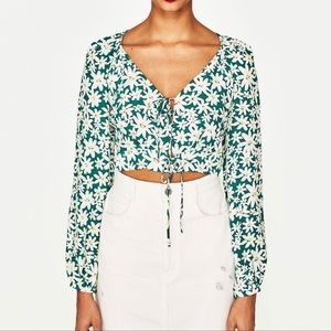 Zara Daisy Long Sleeve Cropped Blouse